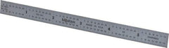 Mitutoyo - 6" Long, 1/64, 1/32, 1/16, 1/8" Graduation, Flexible Stainless Steel Rule - 4R Graduation Style, 1/2" Wide, Silver, Satin Chrome Finish - Exact Tool & Supply