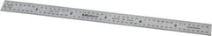 Mitutoyo - 6" Long, 1/64, 1/32" and 0.5, 1mm Graduation, Flexible Stainless Steel Rule - English/Metric Graduation Style, 1/2" Wide, Silver, Satin Chrome Finish - Exact Tool & Supply
