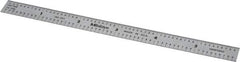 Mitutoyo - 6" Long, 1/100, 1/10" and 0.5, 1mm Graduation, Flexible Stainless Steel Rule - Decimal/Metric Graduation Style, 1/2" Wide, Silver, Satin Chrome Finish - Exact Tool & Supply