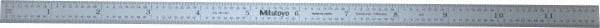Mitutoyo - 12" Long, 1/64, 1/32, 1/16, 1/8" Graduation, Flexible Stainless Steel Rule - 4R Graduation Style, 1/2" Wide, Silver, Satin Chrome Finish - Exact Tool & Supply