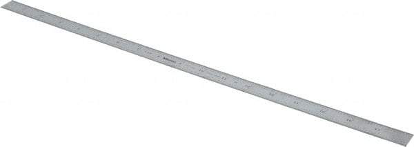 Mitutoyo - 18" Long, 1/100, 1/64, 1/50, 1/32" Graduation, Flexible Stainless Steel Rule - 16R Graduation Style, 3/4" Wide, Silver, Satin Chrome Finish - Exact Tool & Supply