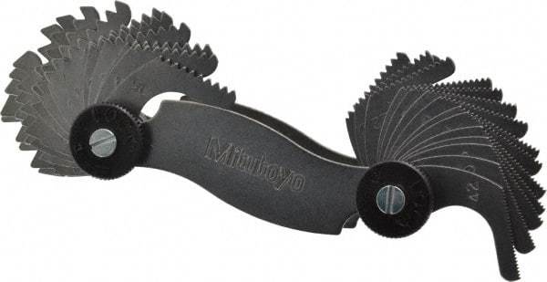 Mitutoyo - 30 Leaf, 4 to 42 TPI Range, Screw Pitch Gage - 60° Thread Angle - Exact Tool & Supply