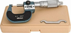 Mitutoyo - 0 to 1" Range, 0.0001" Graduation, Mechanical Outside Micrometer - Friction Thimble, Accurate to 0.0001", Digital Counter - Exact Tool & Supply