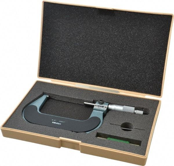 Mitutoyo - 3 to 4" Range, 0.0001" Graduation, Mechanical Outside Micrometer - Ratchet Stop Thimble, Accurate to 0.00015", Digital Counter - Exact Tool & Supply