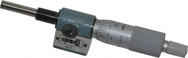 Mitutoyo - 1 Inch, 18mm Ratchet Stop Thimble, 6.35mm Diameter x 27mm Long Spindle, Digital Counter Mechanical Micrometer Head - Exact Tool & Supply