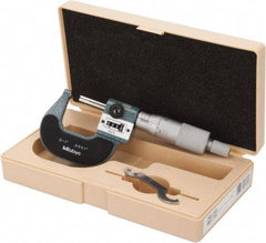 Mitutoyo - 1 Inch Max Measurement, 0.0001 Inch Graduation, Spherical Face Micrometer - Accuracy Up to 0.0002 Inch, Baked Enamel Coated, Steel Measuring Face Material, Mechanical Operation, Ratchet Stop Thimble, Ball - Exact Tool & Supply
