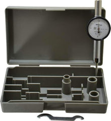Mitutoyo - 0.02 Inch Range, 0.0005 Inch Dial Graduation, Horizontal Dial Test Indicator - 1.27 Inch White Dial, 0-10-0 Dial Reading, Accurate to 0.0005 Inch - Exact Tool & Supply