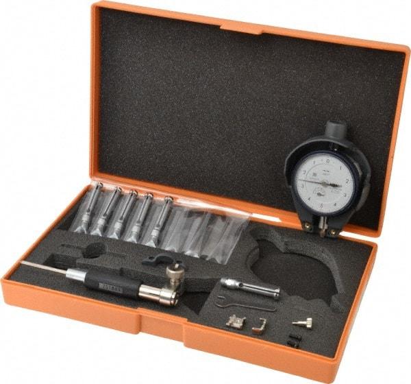 Mitutoyo - 6 Anvil, 0.3 to 0.4" Dial Bore Gage - 0.0001" Graduation, 1-1/4" Gage Depth, Accurate to 0.00016" - Exact Tool & Supply