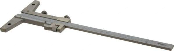Mitutoyo - 0 to 150mm Measurement Range, 260mm Rule Length, 4 Inch Base Length, Vernier Depth Gage - 0.02mm Graduation, Accurate to 0.03mm, Stainless Steel, Satin Chrome Coated - Exact Tool & Supply