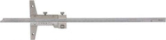 Mitutoyo - 0 to 12 Inch Measurement Range, 410mm Rule Length, 4 Inch Base Length, Vernier Depth Gage - 0.001 Inch Graduation, Accurate to 0.0015 Inch, Stainless Steel, Satin Chrome Coated - Exact Tool & Supply
