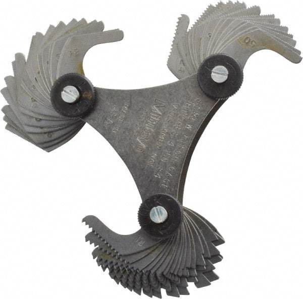 Mitutoyo - 51 Leaf, 4 to 84 TPI Range, Screw Pitch Gage - 60° Thread Angle - Exact Tool & Supply