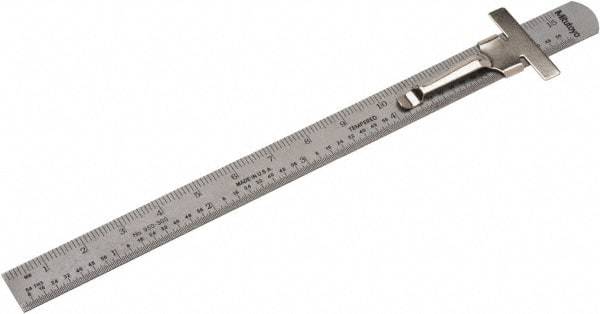 Mitutoyo - 6" Long, 1/64" and 1mm Graduation, Flexible Steel Rule - English/Metric Graduation Style, 1/2" Wide, Silver, Satin Chrome Finish - Exact Tool & Supply