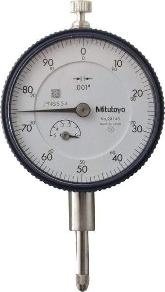 Mitutoyo - 1/2" Range, 0-100 Dial Reading, 0.001" Graduation Dial Drop Indicator - 2-1/4" Dial, 0.1" Range per Revolution, 0.001" Accuracy, Revolution Counter - Exact Tool & Supply
