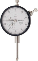 Mitutoyo - 1" Range, 0-100 Dial Reading, 0.001" Graduation Dial Drop Indicator - 2-3/16" Dial, 0.1" Range per Revolution, 0.002" Accuracy, Revolution Counter - Exact Tool & Supply