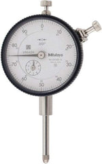 Mitutoyo - 1" Range, 0-100 Dial Reading, 0.001" Graduation Dial Drop Indicator - 2-3/16" Dial, 0.1" Range per Revolution, 0.002" Accuracy, Revolution Counter - Exact Tool & Supply