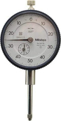 Mitutoyo - 1" Range, 0-50-0 Dial Reading, 0.001" Graduation Dial Drop Indicator - 2-1/4" Dial, 0.1" Range per Revolution, 0.002" Accuracy, Revolution Counter - Exact Tool & Supply