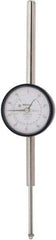 Mitutoyo - 2" Range, 0-100 Dial Reading, 0.001" Graduation Dial Drop Indicator - 2-3/16" Dial, 1" Range per Revolution, 0.003" Accuracy, Revolution Counter - Exact Tool & Supply