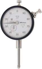 Mitutoyo - 1" Range, 100-0 Dial Reading, 0.001" Graduation Dial Drop Indicator - 2-1/4" Dial, 0.1" Range per Revolution, 0.002" Accuracy, Revolution Counter - Exact Tool & Supply