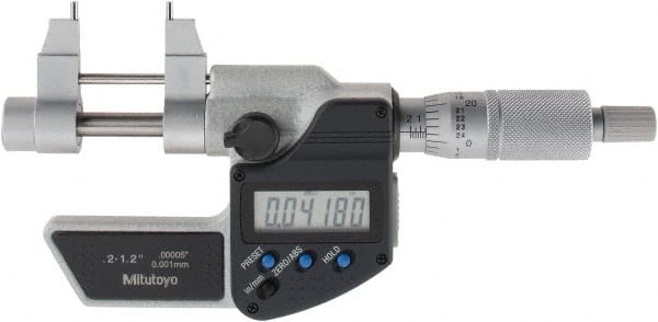 Mitutoyo - 0.2 to 1.2" Range, 0.00005" Resolution, Electronic Inside & Tubular Micrometer - Exact Tool & Supply