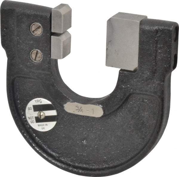 YPG - 3/4 to 1 Inch, Cast Iron 3 Frame Snap Gage - 0.0001 Inch Graduation, Hardened Tool Steel Anvil - Exact Tool & Supply