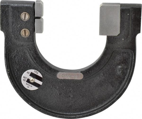 YPG - 1-3/4 to 2 Inch, Cast Iron 5 Frame Snap Gage - 0.001 Inch Graduation, Hardened Tool Steel Anvil - Exact Tool & Supply