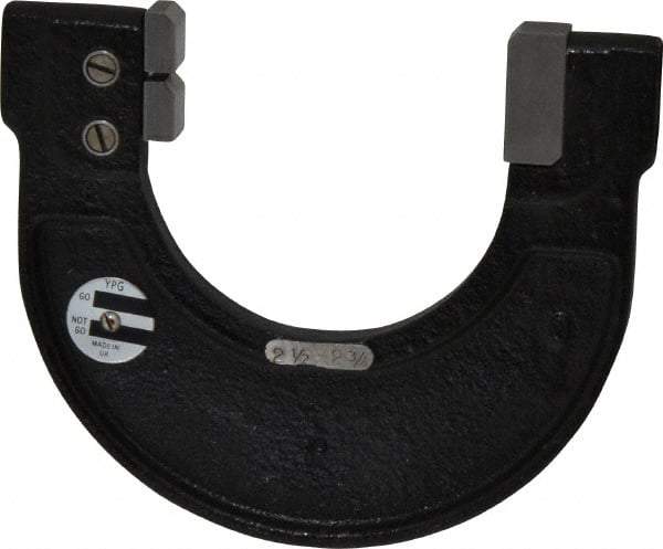 YPG - 2-1/2 to 2-3/4 Inch, Cast Iron 6x Frame Snap Gage - 0.001 Inch Graduation, Hardened Tool Steel Anvil - Exact Tool & Supply