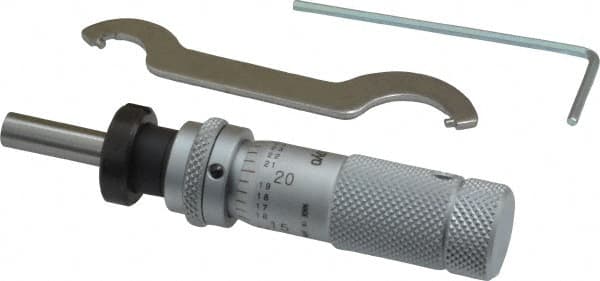 Mitutoyo - 1/2 Inch, 0.5118 Inch Zero-Adjustable Thimble, 0.1969 Inch Diameter x 13mm Long Spindle, Mechanical Micrometer Head - Exact Tool & Supply