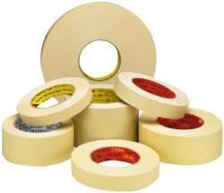 3M - 1" Wide x 60 Yd Long Tan Paper Masking Tape - Series 214, 5.8 mil Thick, 27 In/Lb Tensile Strength - Exact Tool & Supply