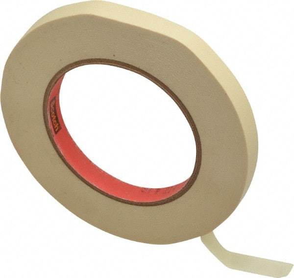3M - 1/2" Wide x 60 Yd Long Tan Paper Masking Tape - Series 214, 5.8 mil Thick, 27 In/Lb Tensile Strength - Exact Tool & Supply
