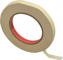 3M - 1/2" Wide x 60 Yd Long Tan Paper Masking Tape - Series 214, 5.8 mil Thick, 27 In/Lb Tensile Strength - Exact Tool & Supply