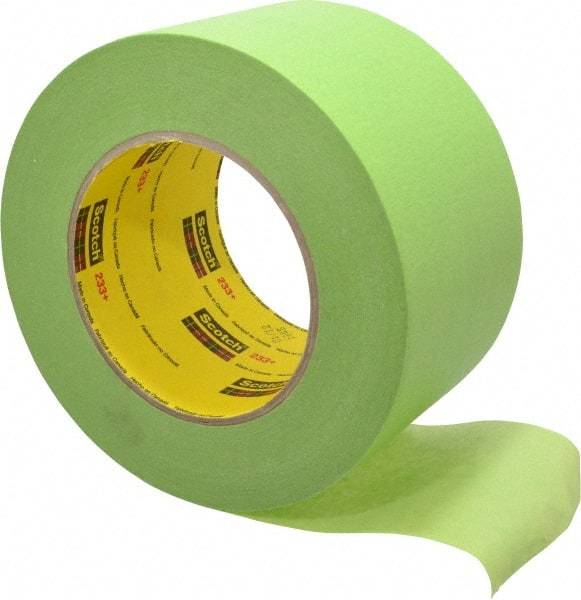 3M - 3" Wide x 60 Yd Long Green Paper Masking Tape - Series 401+/233+, 6.7 mil Thick, 25 In/Lb Tensile Strength - Exact Tool & Supply