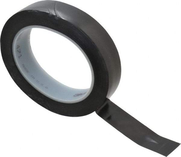3M - Black Solid Color Vinyl Tape - 1" Wide x 108' Long x 5.2 mil Thick, General Traffic - Exact Tool & Supply