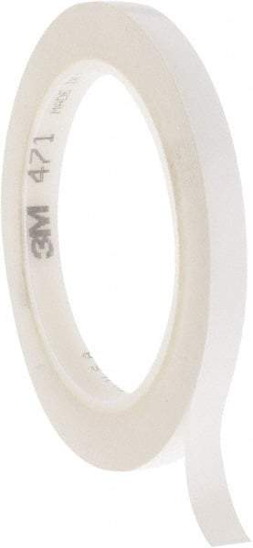3M - White Solid Color Vinyl Tape - 3/8" Wide x 108' Long x 5.2 mil Thick, General Traffic - Exact Tool & Supply