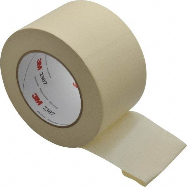 3M - 3" Wide x 60 Yd Long Tan Paper Masking Tape - Series 2307, 5.2 mil Thick, 23 In/Lb Tensile Strength - Exact Tool & Supply