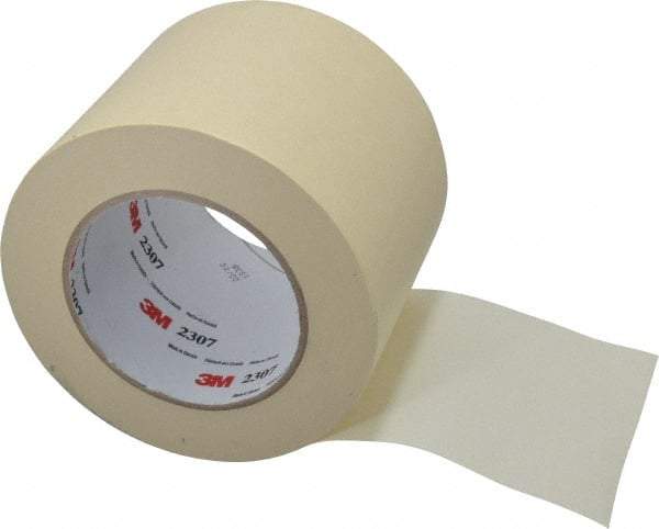 3M - 4" Wide x 60 Yd Long Tan Paper Masking Tape - Series 2307, 5.2 mil Thick, 23 In/Lb Tensile Strength - Exact Tool & Supply