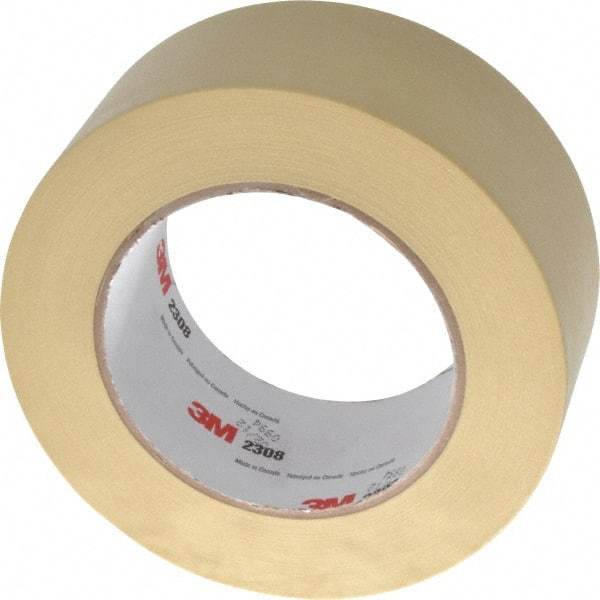 3M - 2" Wide x 60 Yd Long Tan Paper Masking Tape - Series 2308, 5.3 mil Thick, 22 In/Lb Tensile Strength - Exact Tool & Supply