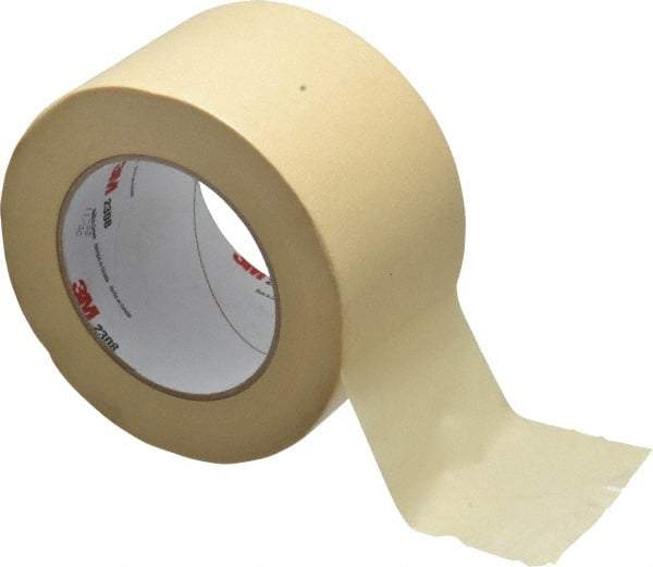 3M - 3" Wide x 60 Yd Long Tan Paper Masking Tape - Series 2308, 5.3 mil Thick, 22 In/Lb Tensile Strength - Exact Tool & Supply