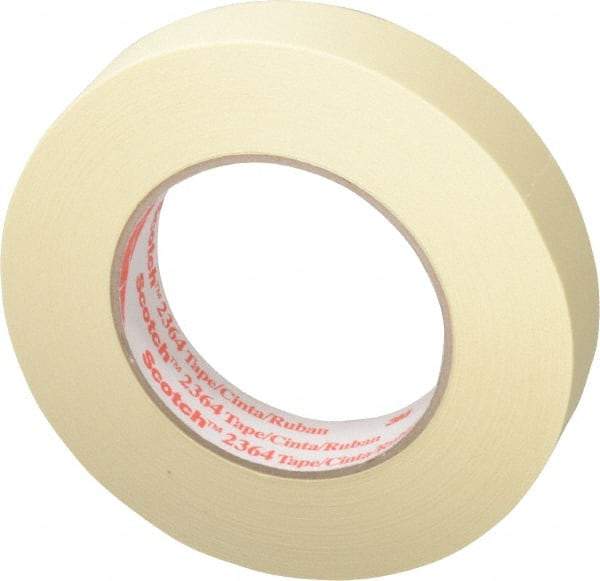 3M - 1" Wide x 60 Yd Long Tan Paper Masking Tape - Series 2364, 6.5 mil Thick, 24 In/Lb Tensile Strength - Exact Tool & Supply
