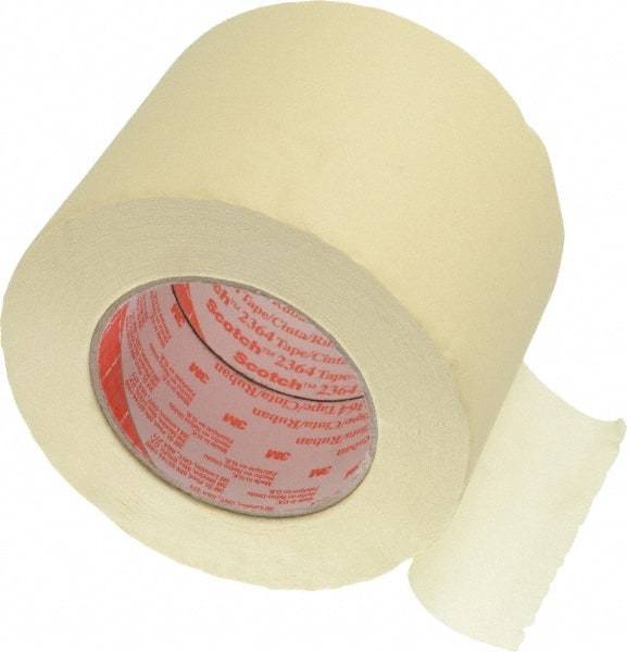 3M - 4" Wide x 60 Yd Long Tan Paper Masking Tape - Series 2364, 6.5 mil Thick, 24 In/Lb Tensile Strength - Exact Tool & Supply