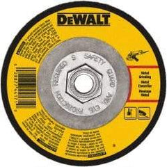 DeWALT - 24 Grit, 5" Wheel Diam, 1/4" Wheel Thickness, Type 27 Depressed Center Wheel - Aluminum Oxide, Resinoid Bond, 12,200 Max RPM - Exact Tool & Supply