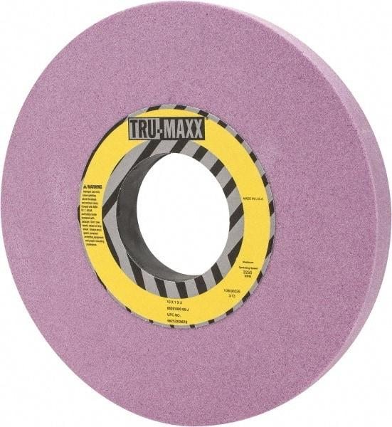 Tru-Maxx - 10" Diam x 3" Hole x 1" Thick, J Hardness, 60 Grit Surface Grinding Wheel - Aluminum Oxide, Type 1, Medium Grade, 3,250 Max RPM, Vitrified Bond, No Recess - Exact Tool & Supply