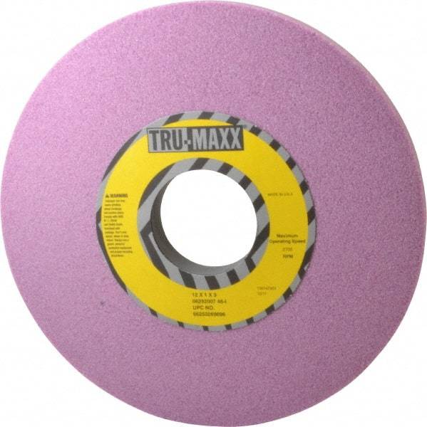 Tru-Maxx - 12" Diam x 3" Hole x 1" Thick, I Hardness, 46 Grit Surface Grinding Wheel - Aluminum Oxide, Type 1, Coarse Grade, 2,705 Max RPM, Vitrified Bond, No Recess - Exact Tool & Supply