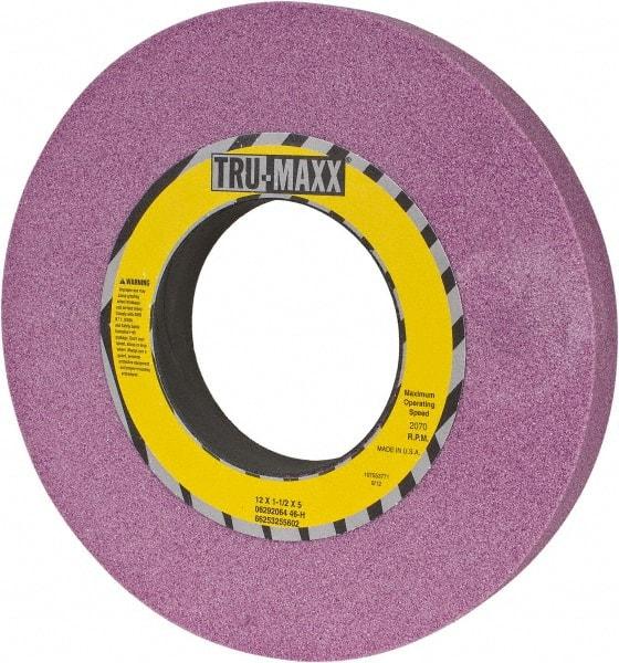 Tru-Maxx - 12" Diam x 5" Hole x 1-1/2" Thick, H Hardness, 46 Grit Surface Grinding Wheel - Aluminum Oxide, Type 1, Coarse Grade, 2,070 Max RPM, Vitrified Bond, No Recess - Exact Tool & Supply