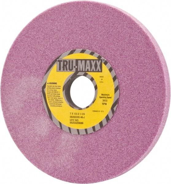 Tru-Maxx - 7" Diam x 1-1/4" Hole x 1/2" Thick, J Hardness, 46 Grit Surface Grinding Wheel - Aluminum Oxide, Type 1, Coarse Grade, 3,600 Max RPM, Vitrified Bond, No Recess - Exact Tool & Supply