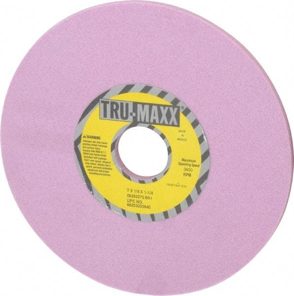 Tru-Maxx - 7" Diam x 1-1/4" Hole x 1/4" Thick, I Hardness, 80 Grit Surface Grinding Wheel - Aluminum Oxide, Type 1, Medium Grade, 3,600 Max RPM, Vitrified Bond, No Recess - Exact Tool & Supply