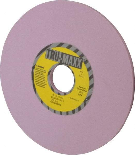 Tru-Maxx - 7" Diam x 1-1/4" Hole x 1/4" Thick, J Hardness, 120 Grit Surface Grinding Wheel - Aluminum Oxide, Type 1, Fine Grade, 3,600 Max RPM, Vitrified Bond, No Recess - Exact Tool & Supply