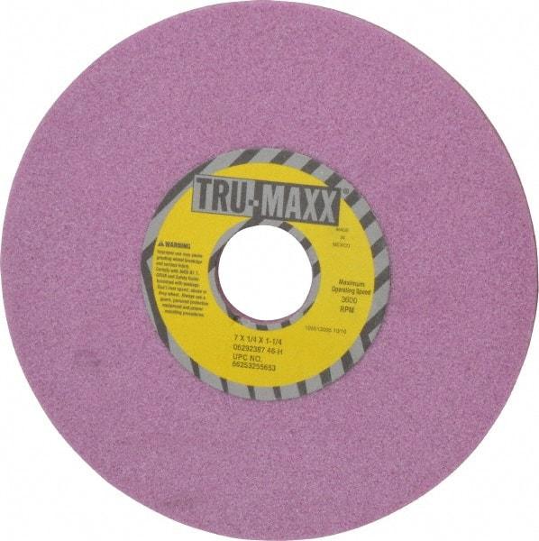 Tru-Maxx - 7" Diam x 1-1/4" Hole x 1/4" Thick, H Hardness, 46 Grit Surface Grinding Wheel - Aluminum Oxide, Type 1, Coarse Grade, 3,600 Max RPM, Vitrified Bond, No Recess - Exact Tool & Supply