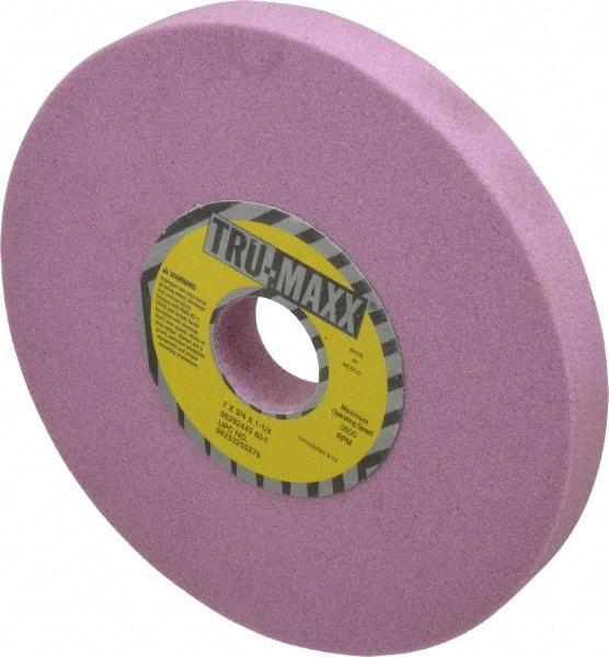 Tru-Maxx - 7" Diam x 1-1/4" Hole x 3/4" Thick, I Hardness, 60 Grit Surface Grinding Wheel - Aluminum Oxide, Type 1, Medium Grade, 3,600 Max RPM, Vitrified Bond, No Recess - Exact Tool & Supply