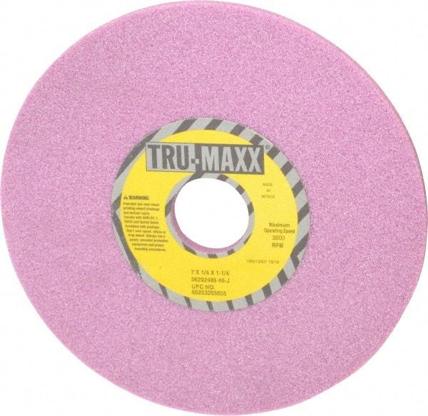 Tru-Maxx - 7" Diam x 1-1/4" Hole x 1/4" Thick, J Hardness, 46 Grit Surface Grinding Wheel - Aluminum Oxide, Type 1, Coarse Grade, 3,600 Max RPM, Vitrified Bond, No Recess - Exact Tool & Supply