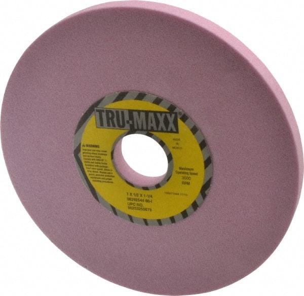 Tru-Maxx - 7" Diam x 1-1/4" Hole x 1/2" Thick, I Hardness, 80 Grit Surface Grinding Wheel - Aluminum Oxide, Type 1, Medium Grade, 3,600 Max RPM, Vitrified Bond, No Recess - Exact Tool & Supply